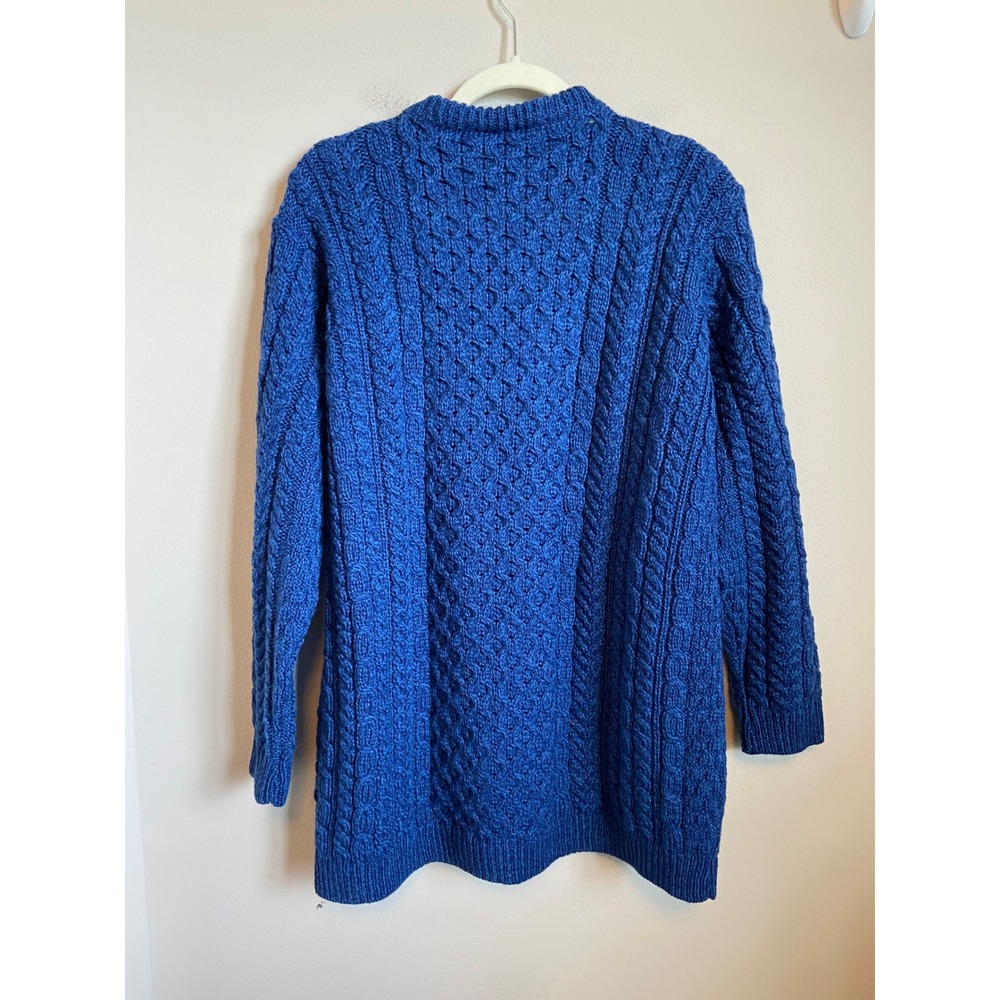 Kilronan Knitwear Merino Wool Cable Knit Cardigan Blue Ireland XL - Picture 6 of 7